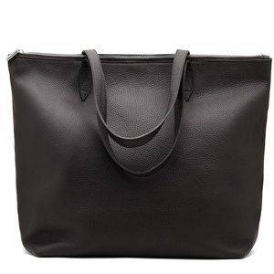 Cuyana Black Classic Leather Zipper Tote and Black Leather Insert